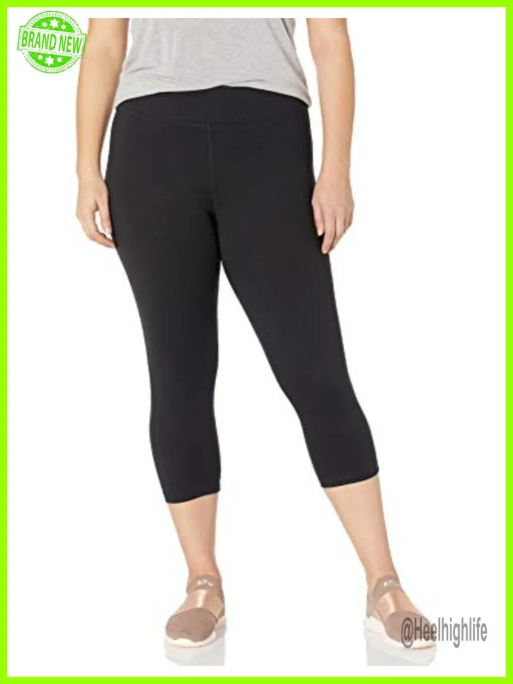 Active Stretch Capri Leggings - 88% Polyester 12% Spandex, Mid Rise, Moisture